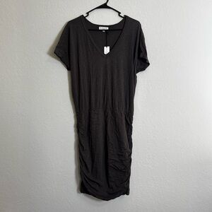 Michael Stars Charcoal V-Neck Midi Dress